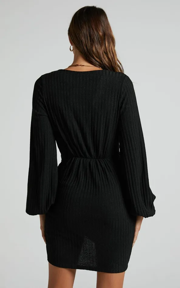 Showpo Charmine Mini Dress 8211 Twist Front Long Sleeve Dress In Black Women Curve Clothes Showpo Charmine Mini Dress 8211 Twist Front Long Sleeve Dress In Black Women Curve Clothes