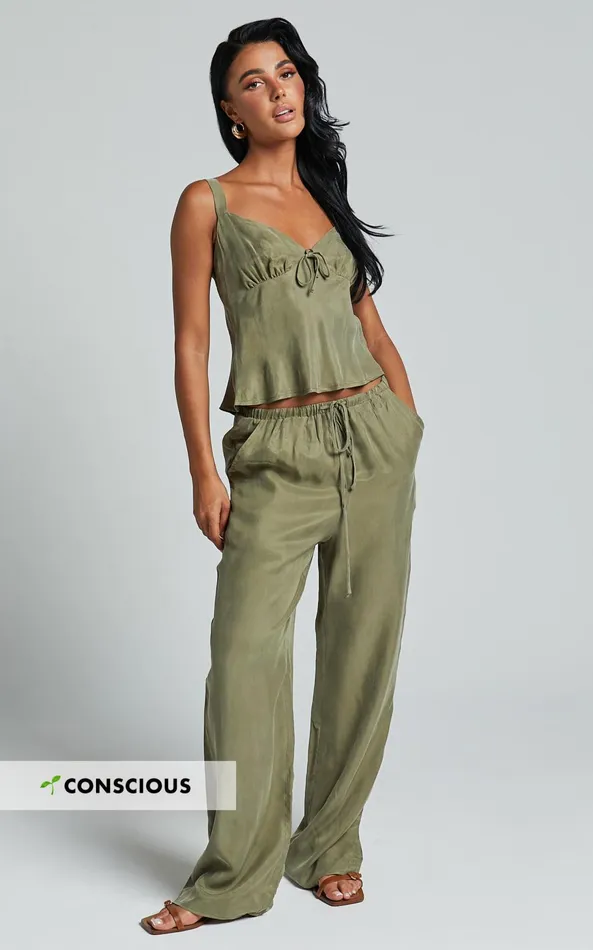 Showpo Chaya Pants 8211 Cupro Mid Rise Relaxed Drawstring Pants In Moss Women Pants Showpo Chaya Pants 8211 Cupro Mid Rise Relaxed Drawstring Pants In Moss Women Pants