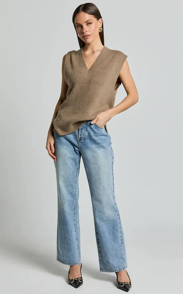 Showpo Chenelle Top 8211 Sleeveless Knit Top In Biscuit Women Tops