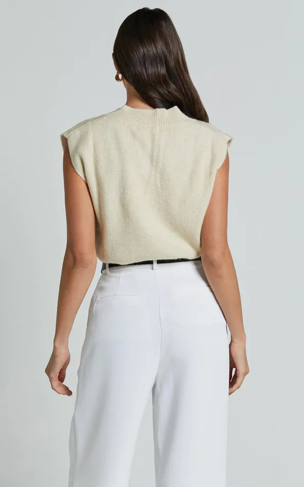Showpo Chenelle Top 8211 Sleeveless Knit Top In Stone Women Tops