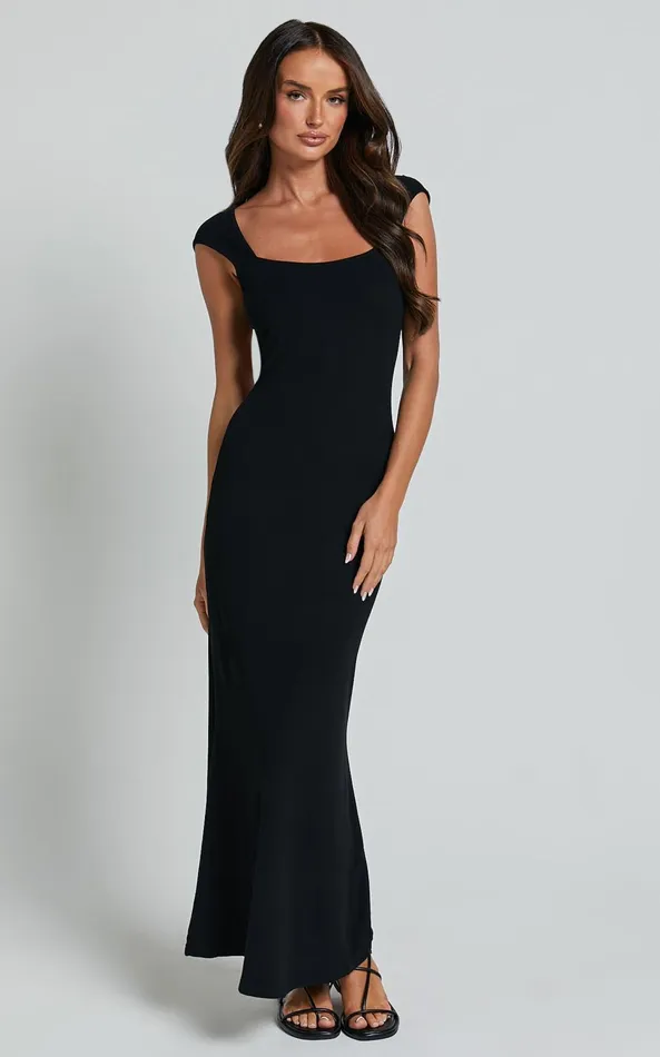 Showpo Cherell Midi Dress 8211 Scoop Neck Cap Sleeve Tie Back Bodycon Dress In Black Women Dresses Showpo Cherell Midi Dress 8211 Scoop Neck Cap Sleeve Tie Back Bodycon Dress In Black Women Dresses