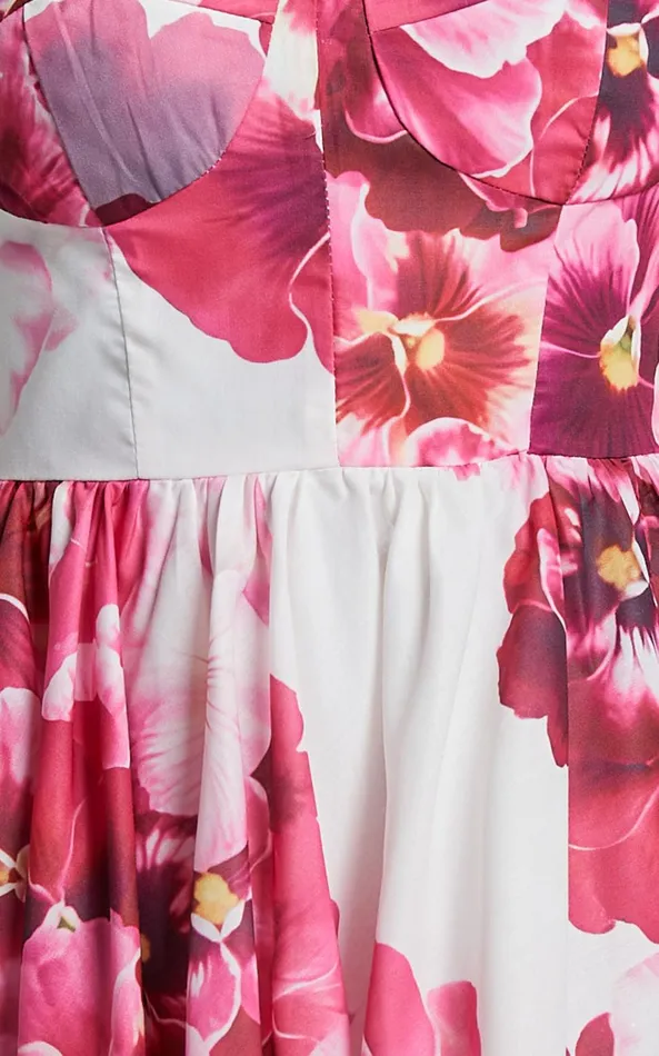 Showpo Cheryl Mini Dress 8211 Off The Shoulder Sweetheart Flare In Fiesta Floral Pink Women Dresses
