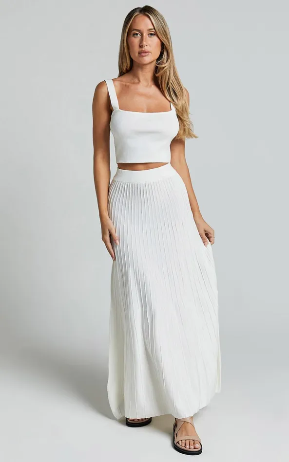 Showpo Cherylene Two Piece Set 8211 Knitted Square Neck Crop Top And Midi Skirt Set In Off White Women Two Piece Sets and Coords Showpo Cherylene Two Piece Set 8211 Knitted Square Neck Crop Top And Midi Skirt Set In Off White Women Two Piece Sets and Coords