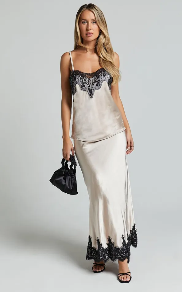 Showpo Chevelle Top 8211 Strappy Lace Detail Cami Top In Oyster Women Tops