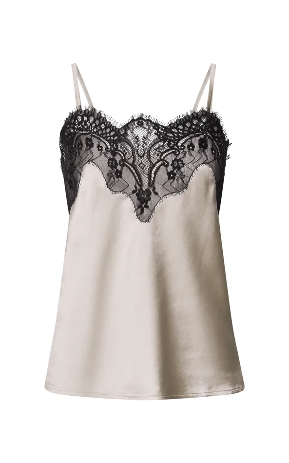 Showpo Chevelle Top 8211 Strappy Lace Detail Cami Top In Oyster Women Tops