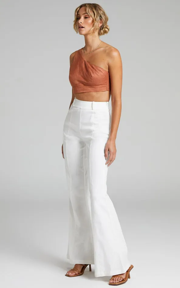 Showpo Chielo Pants 8211 High Rise Fit And Flare Pants In White Women Curve Clothes