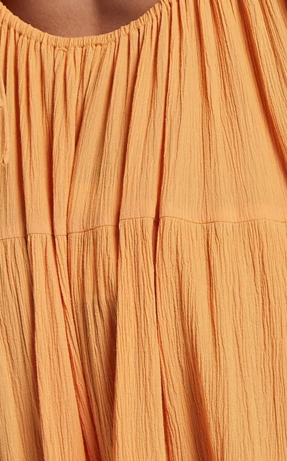 Showpo Chila Maxi Dress 8211 Strappy Tie Front Low Back Tiered In Papaya Orange Women Dresses