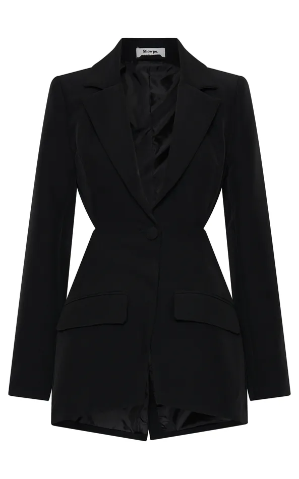Showpo Chona Blazer 8211 Tailored Hourglass Cut Out Blazer In Black Women Blazers