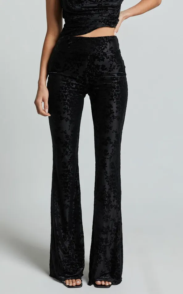 Showpo Christina Pants 8211 Mid Waist Burnout Pants In Black Women Pants