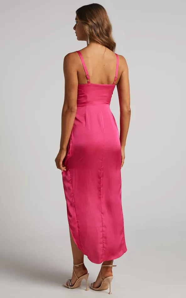 Showpo Cirilla Midi Dress 8211 Thigh Split Corset Panelled Dress In Pink Women Dresses