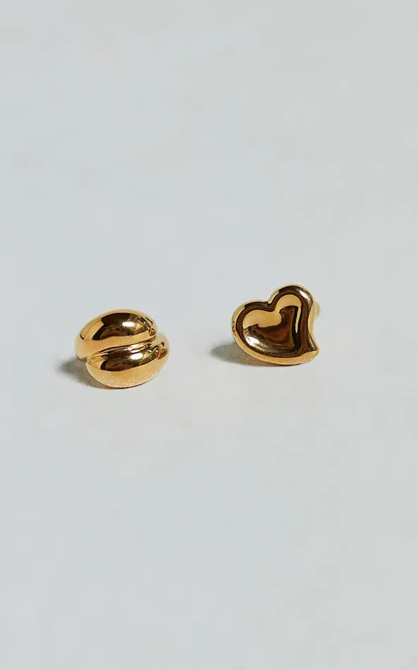 Showpo Claire 2 Ring Pack 8211 Heart Shape Chunky Rings In Gold Women Rings