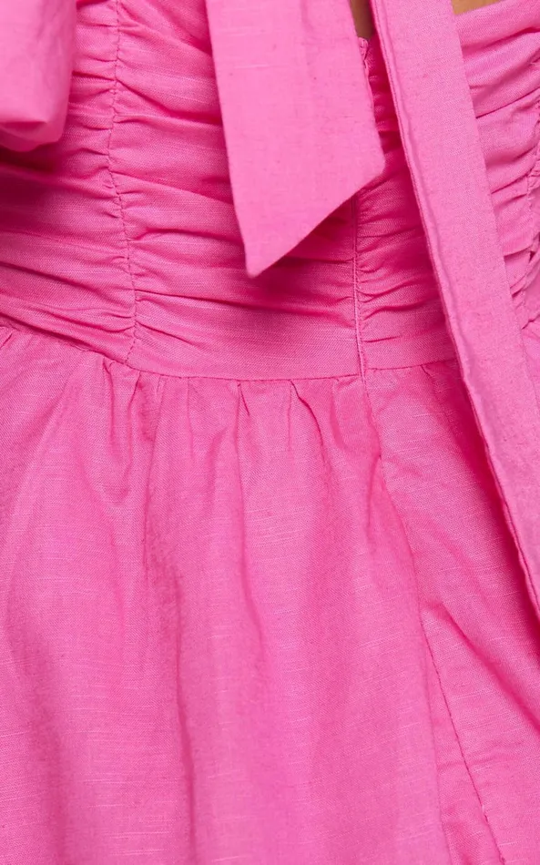 Showpo Clara Mini Dress 8211 Square Neck Short Puff Sleeve In Pink Women Dresses
