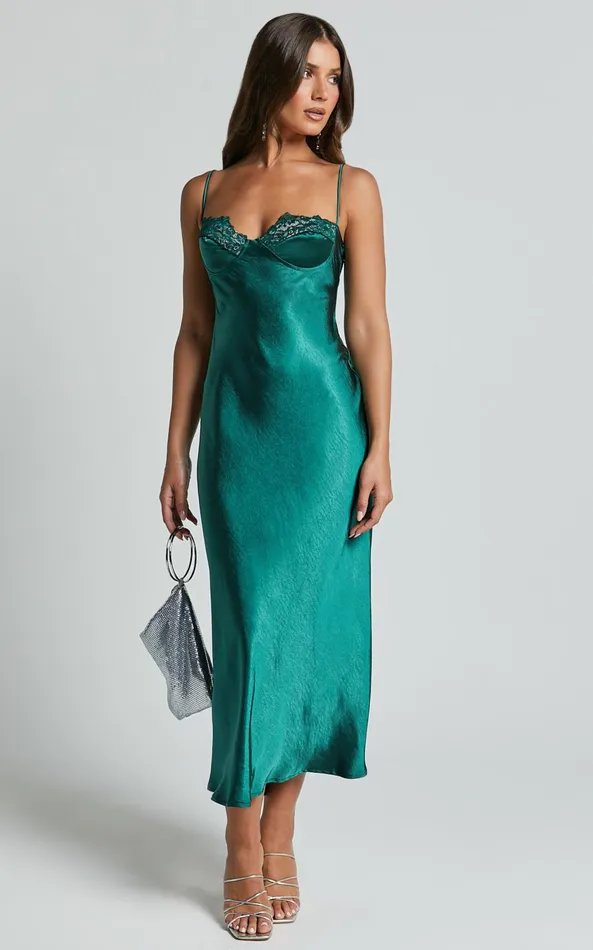 Showpo Clare Midi Dress 8211 Sleeveless Wide V Neck Cup Bust Slip Dress In Emerald Women Dresses Showpo Clare Midi Dress 8211 Sleeveless Wide V Neck Cup Bust Slip Dress In Emerald Women Dresses