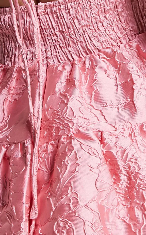 Showpo Clare Mini Dress 8211 Bust Panel Jacqauard Full Skirt Dress In Pink Women Dresses