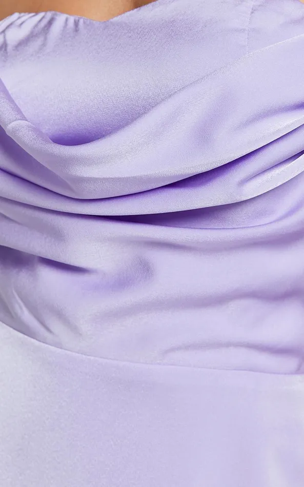 Showpo Clarinde Mini Dress 8211 Off Shoulder Gathered Bodice In Lilac Women Dresses