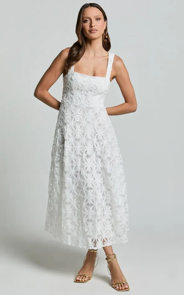 Showpo Clarissa Midi Dress 8211 Square Neck Open Back A Line Dress In White Women Dresses Showpo Clarissa Midi Dress 8211 Square Neck Open Back A Line Dress In White Women Dresses