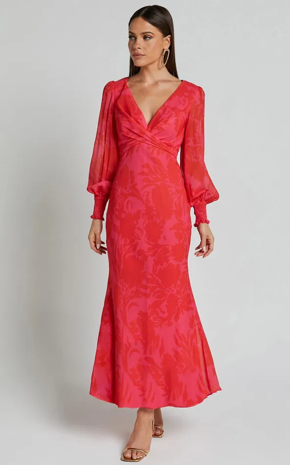 Showpo Claude Midi Dress 8211 Deep V Neck Long Sleeve Slip Dress In Print Women Dresses Showpo Claude Midi Dress 8211 Deep V Neck Long Sleeve Slip Dress In Print Women Dresses