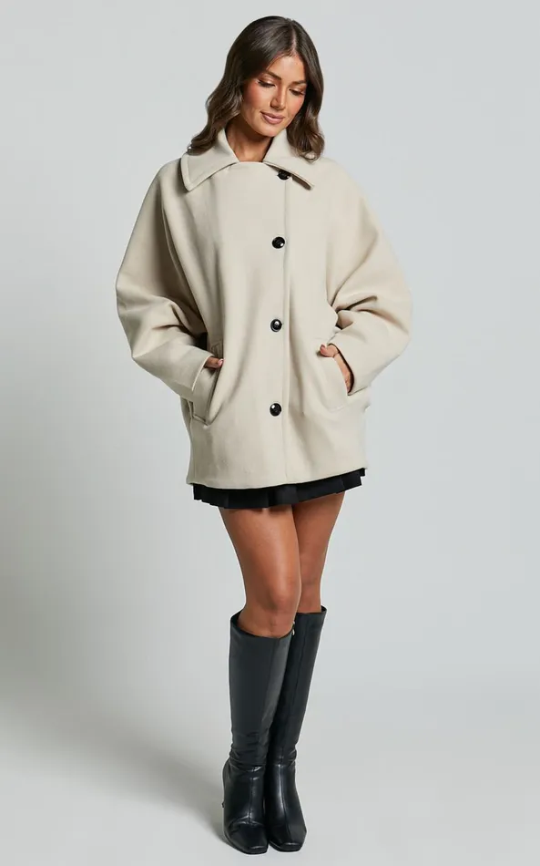 Showpo Claudia Coat 8211 Triple Breasted Coat In Beige Women Jackets and Coats