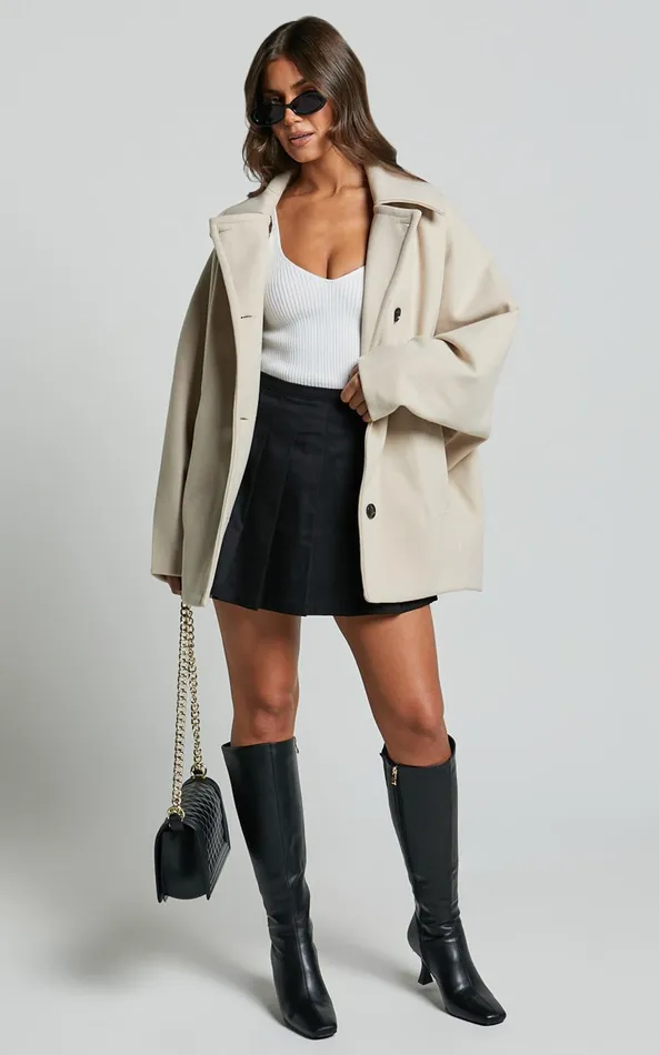 Showpo Claudia Coat 8211 Triple Breasted Coat In Beige Women Jackets and Coats