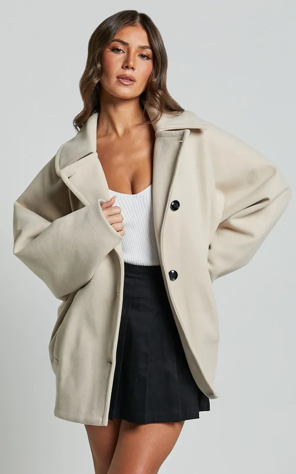 Showpo Claudia Coat 8211 Triple Breasted Coat In Beige Women Jackets and Coats