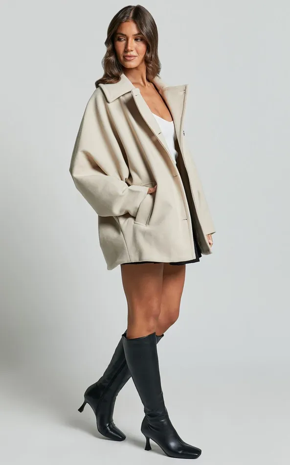 Showpo Claudia Coat 8211 Triple Breasted Coat In Beige Women Jackets and Coats