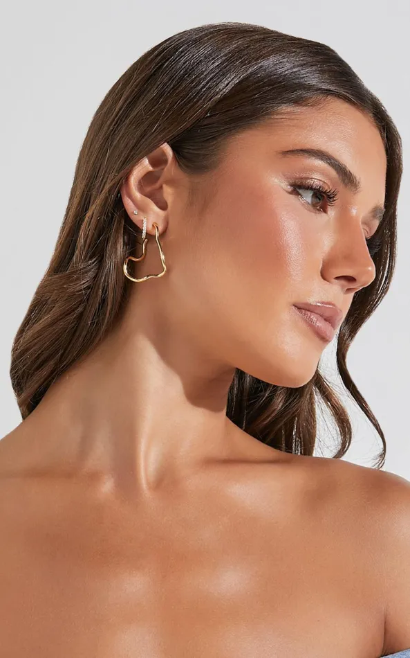 Showpo Claudia Earring 8211 Swirl Detail Long Hoop Earring In Gold Women Earrings