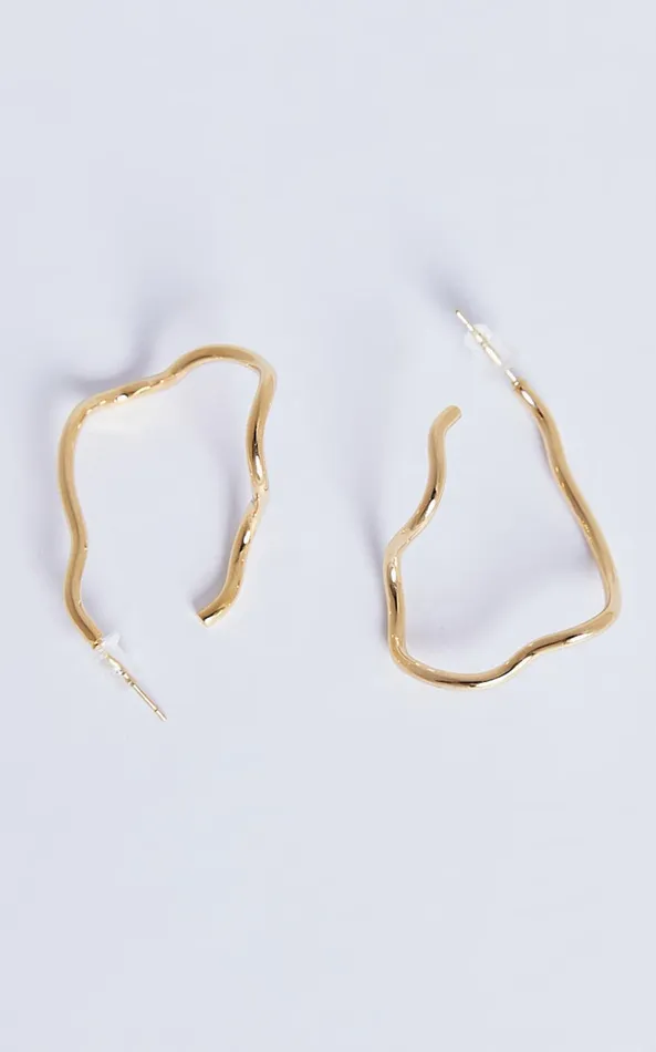 Showpo Claudia Earring 8211 Swirl Detail Long Hoop Earring In Gold Women Earrings