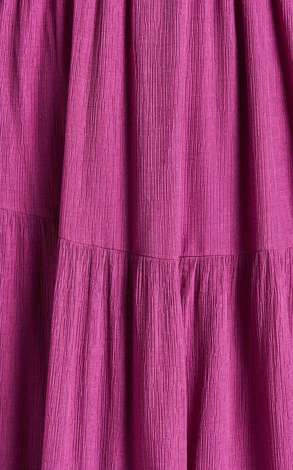 Showpo Claudia Maxi Dress 8211 Halter Neck Low Back Empire Waist Tiered Dress In Magenta Women Dresses