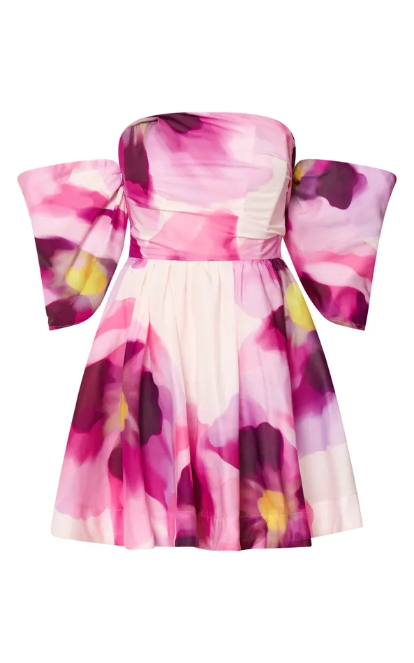 Showpo Claudie Off Shoulder Mini Dress In Zinnia Bloom Women Dresses