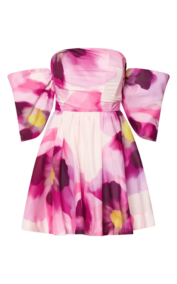 Showpo Claudie Off Shoulder Mini Dress In Zinnia Bloom Women Dresses