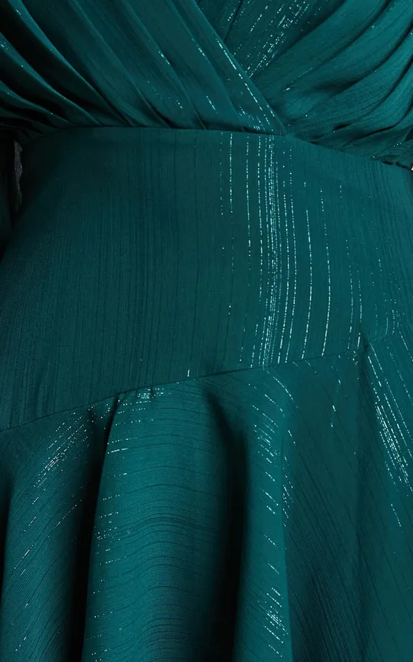 Showpo Claudita Midi Dress 8211 Long Sleeve High Low Hem Dress In Emerald Women Curve Clothes