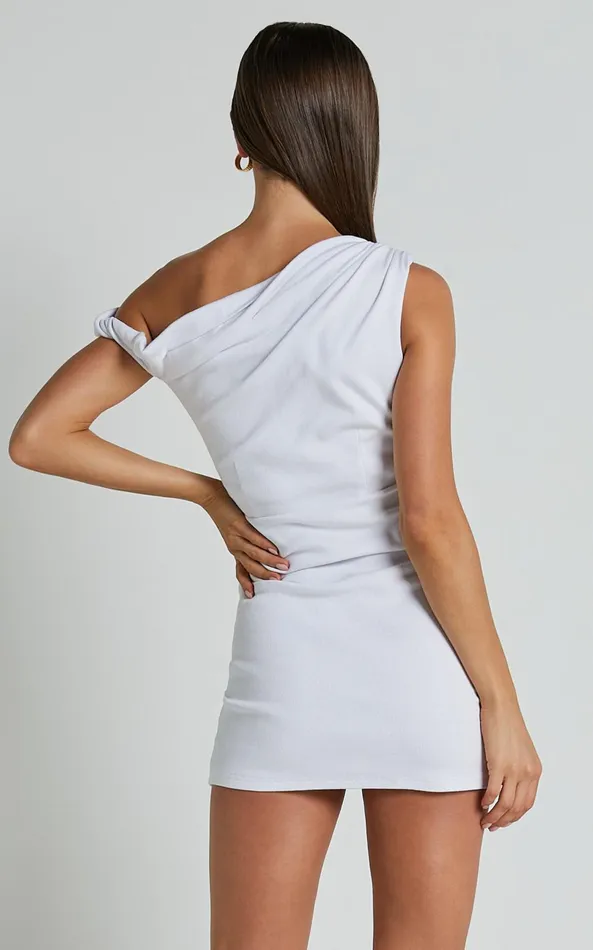 Showpo Clementine Mini Dress 8211 Ribbed Off Shoulder Bodycon Dress In White Women Dresses