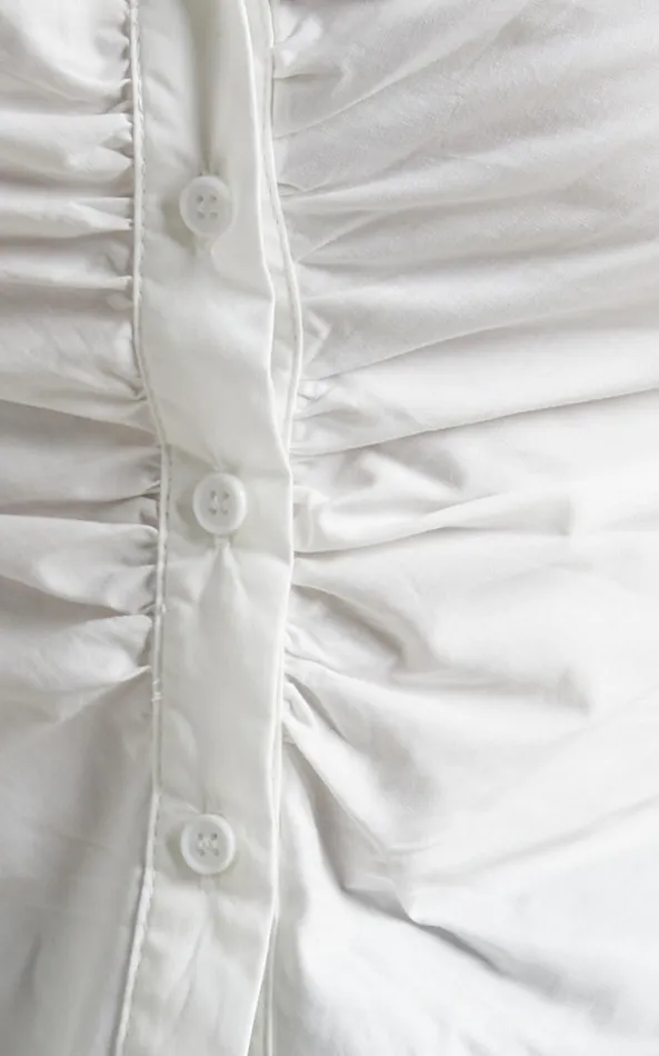 Showpo Cleone Shirt 8211 Ruched Front Button Up Shirt In White Women Curve Clothes