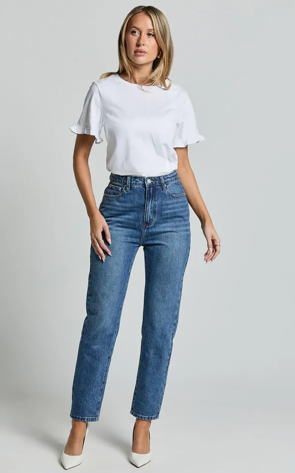 Showpo Closer To Home Tee 8211 Ruffle Sleeve Tee In White Women Curve Clothes