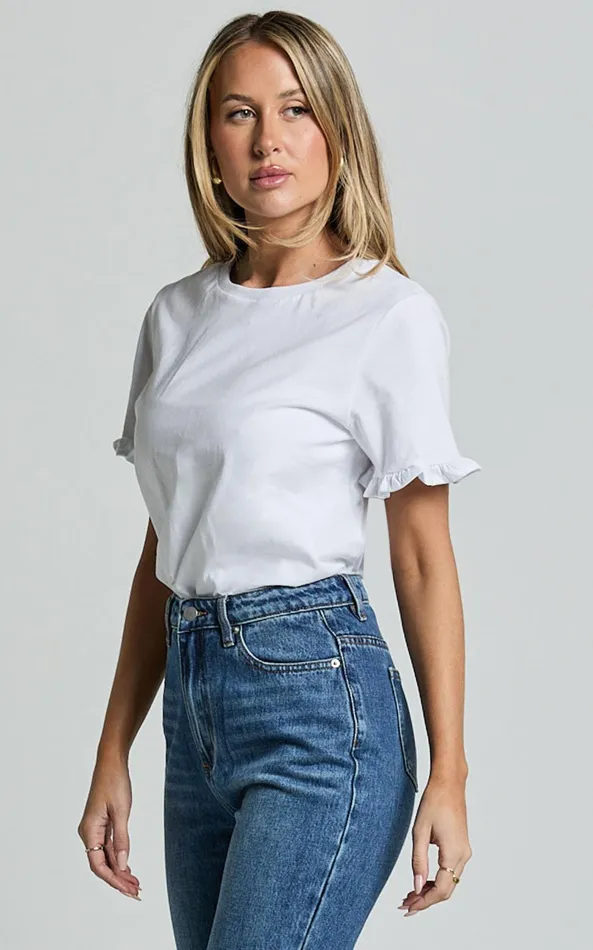 Showpo Closer To Home Tee 8211 Ruffle Sleeve Tee In White Women Curve Clothes