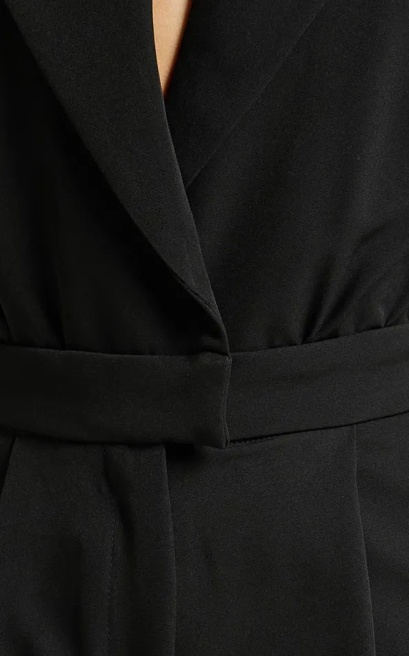 Showpo Coco Jumpsuit 8211 Collared Short Sleeve Straight Leg Jumpsuit In Black Women Curve Clothes