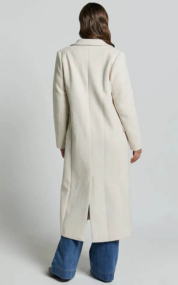 Showpo Colby Coat 8211 Tailored Longline Coat In Stone Women Jackets and Coats