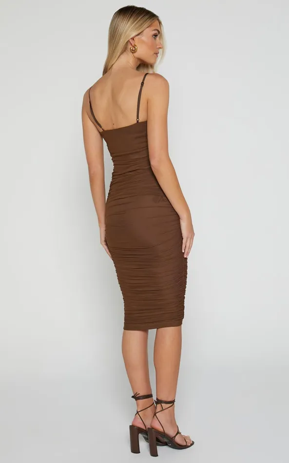 Showpo Coming For You Midi Dress 8211 Mesh Dress In Espresso Women Dresses