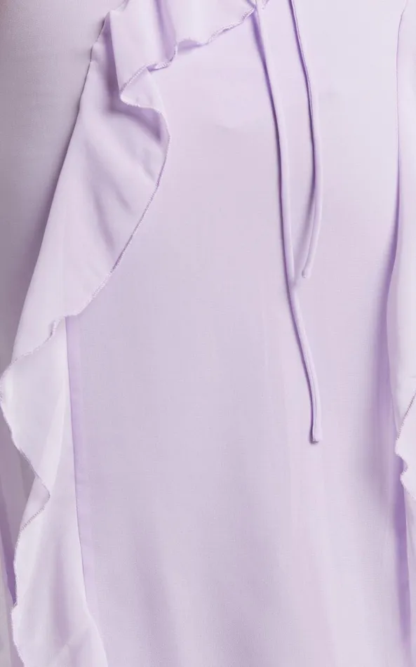 Showpo Connie Midi Dress Ruffle Detail Dress In Lilac Women Dresses
