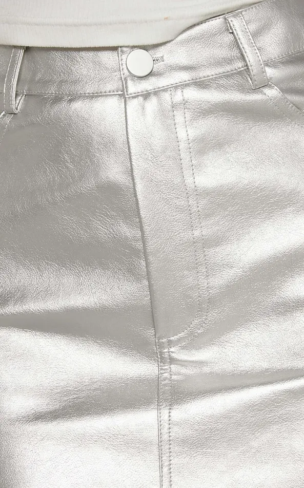 Showpo Cooper Mini Skirt 8211 Metallic High Waisted In Silver Women Skirts