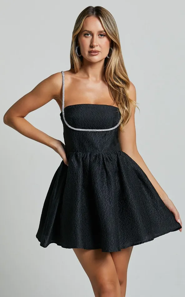 Showpo Cora Mini Dress 8211 Diamante Detail Textured Mini Dress In Black Women Dresses Showpo Cora Mini Dress 8211 Diamante Detail Textured Mini Dress In Black Women Dresses