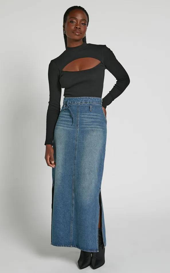 Showpo Cynlee Bodysuit 8211 Cut Out Long Sleeve Bodysuit In Black Women Tops