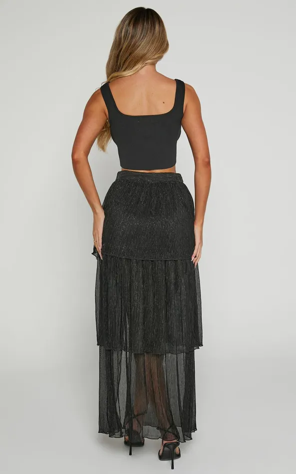 Showpo Daisy Maxi Skirt 8211 High Waisted Thigh Split Skirt In Black Women Skirts