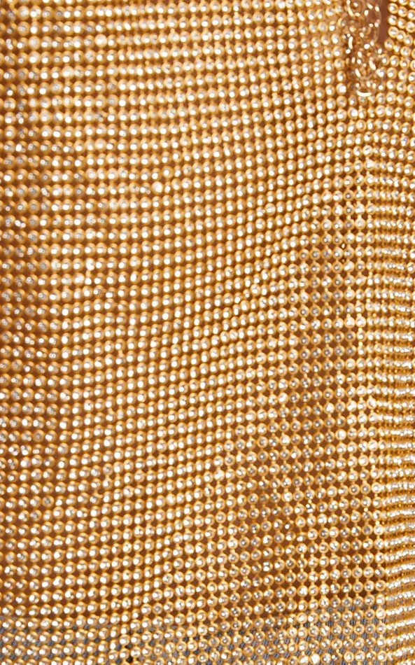Showpo Dalena Top 8211 Sleeveless High Neck Mesh Chainmail Top In Gold Women Tops