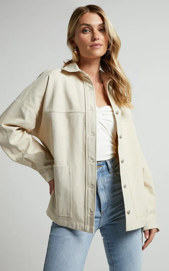 Showpo Dallas Jacket 8211 Collared Button Through Long Sleeve In Stone Women Jackets and Coats Showpo Dallas Jacket 8211 Collared Button Through Long Sleeve In Stone Women Jackets and Coats
