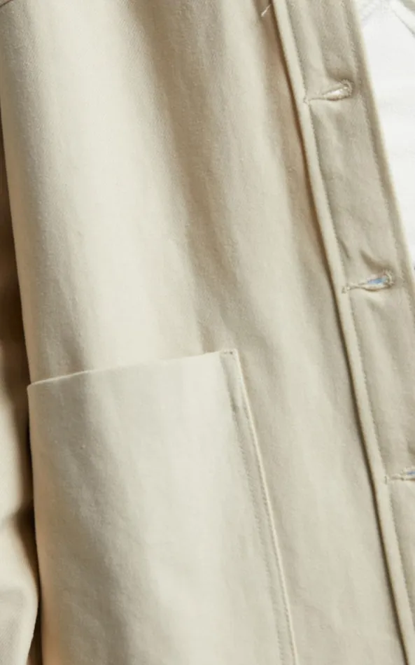 Showpo Dallas Jacket 8211 Collared Button Through Long Sleeve In Stone Women Jackets and Coats