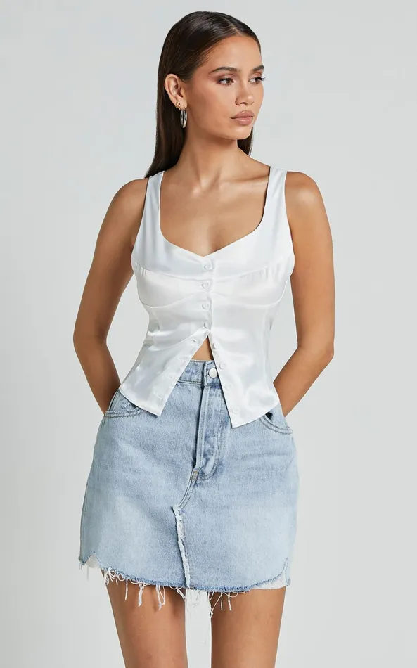Showpo Daphne Top 8211 Button Down Bust Detail Top In Ivory Women Tops