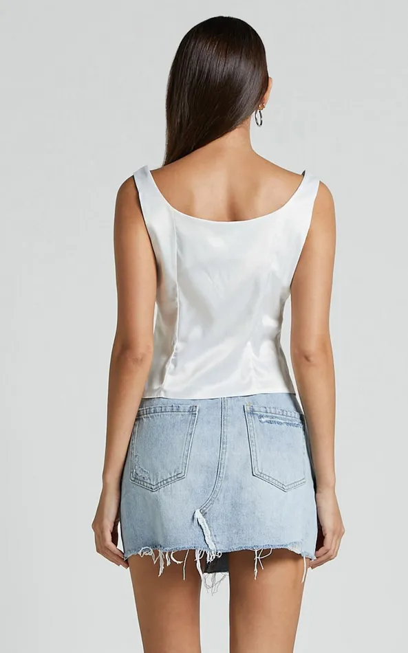 Showpo Daphne Top 8211 Button Down Bust Detail Top In Ivory Women Tops