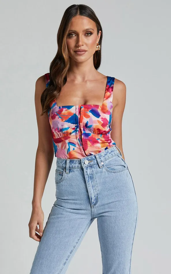 Showpo Davian Top 8211 Wide Strap Straight Neck Corset In Multi Women Tops