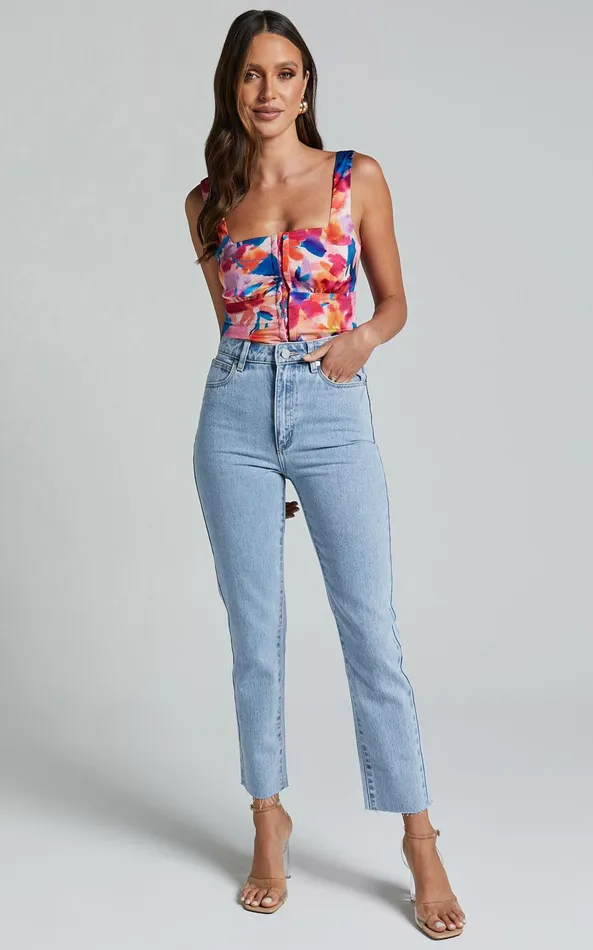 Showpo Davian Top 8211 Wide Strap Straight Neck Corset In Multi Women Tops